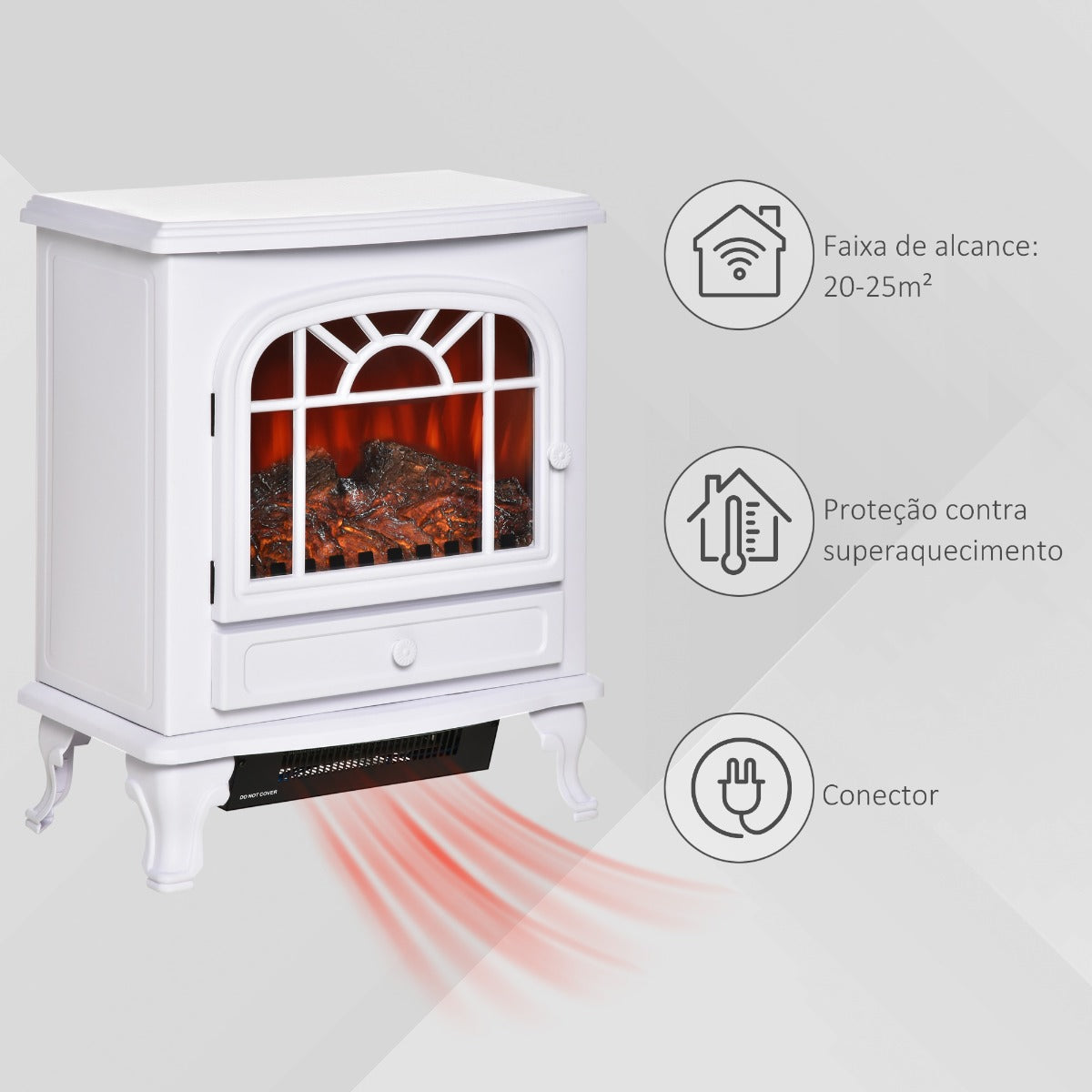 Lareira Elétrica de Aquecimento com Chama Realista e Termostato Ajustável - 1000/2000W - Leva-Me Contigo - Móveis & Decoração