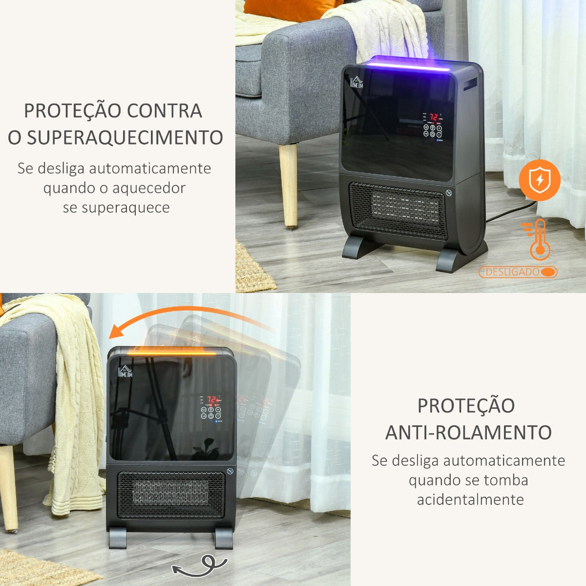 Aquecedor Elétrico com Humidificador com Controlo Remoto e Temporizador - 2000W - Leva-Me Contigo - Móveis & Decoração