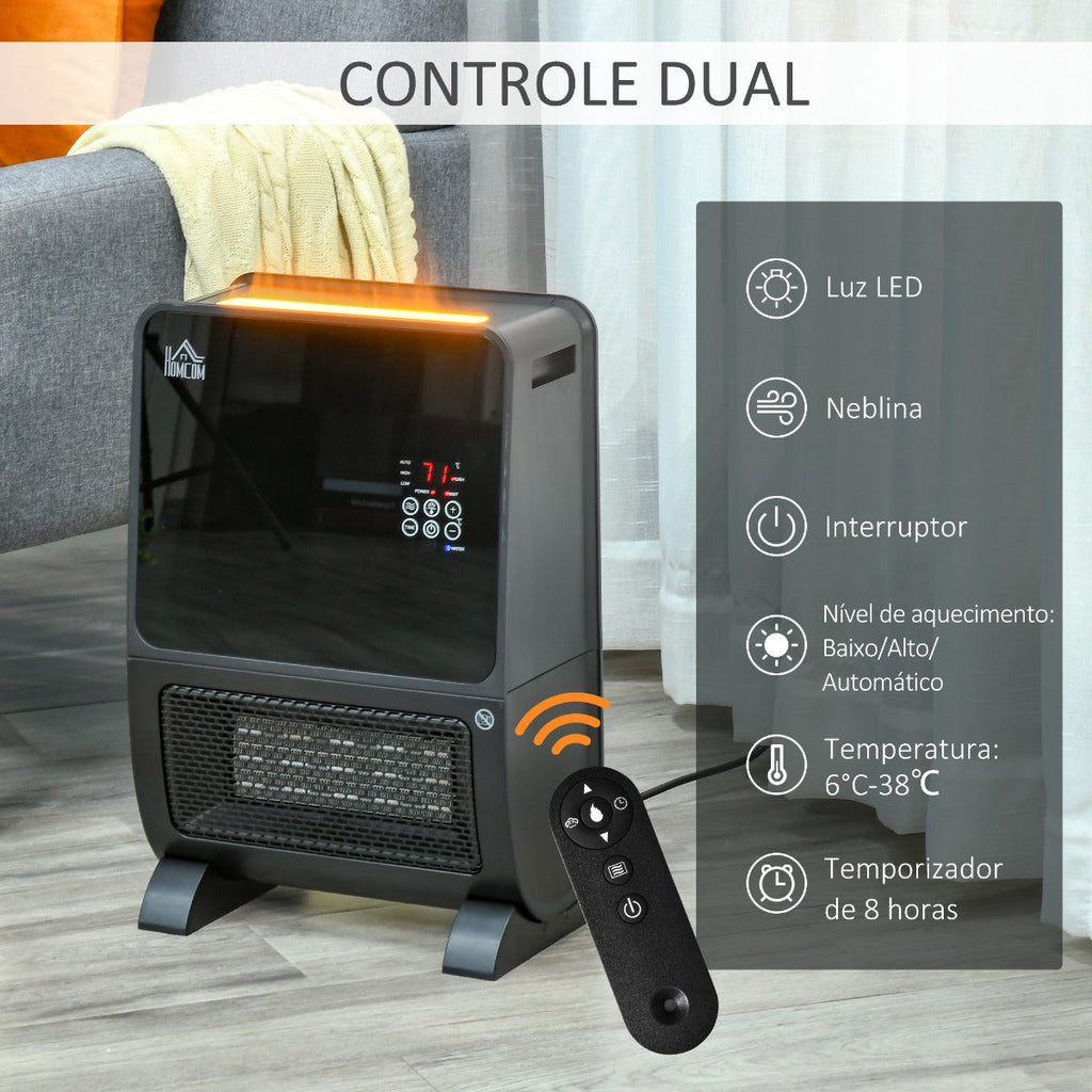 Aquecedor Elétrico com Humidificador com Controlo Remoto e Temporizador - 2000W - Leva-Me Contigo - Móveis & Decoração