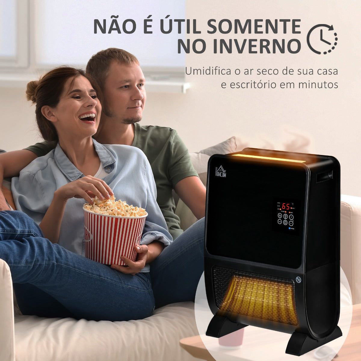 Aquecedor Elétrico com Humidificador com Controlo Remoto e Temporizador - 2000W - Leva-Me Contigo - Móveis & Decoração