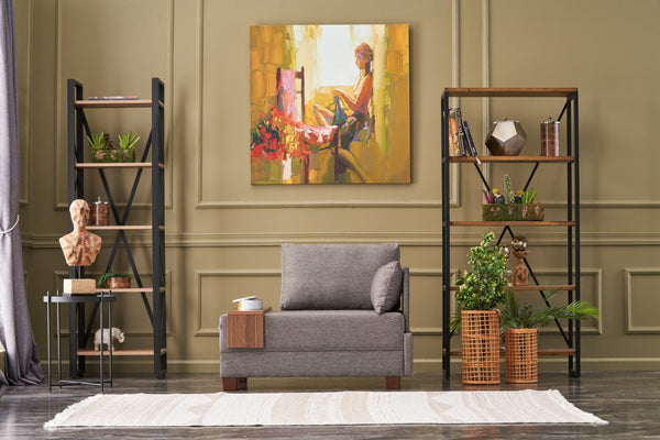 Poltrona "Geneva" com Mesa de Apoio Incorporada - Castanho - Design Moderno