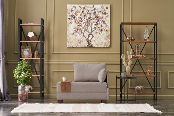Poltrona "Geneva" com Mesa de Apoio Incorporada - Bege - Design Moderno