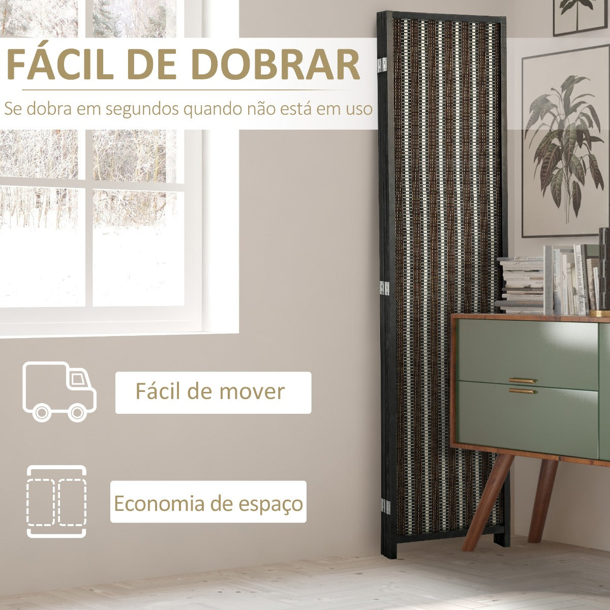 Biombo de 4 Panéis Dobrável - Design Japonês - Leva-Me Contigo - Móveis & Decoração