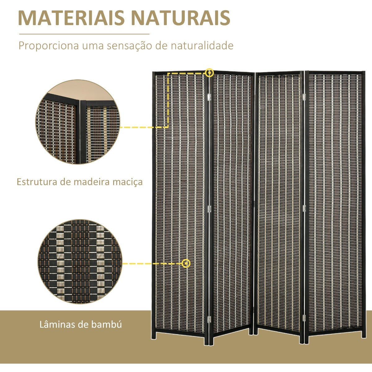 Biombo de 4 Panéis Dobrável - Design Japonês - Leva-Me Contigo - Móveis & Decoração