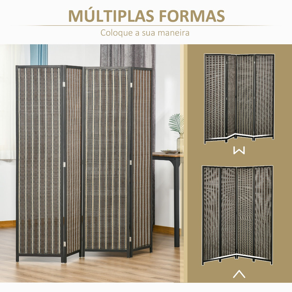 Biombo de 4 Panéis Dobrável - Design Japonês - Leva-Me Contigo - Móveis & Decoração