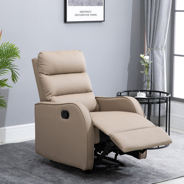 Poltrona Relax com cadeira reclinável manual de até 160 ° com esponja retrátil de densidade de apoio para os pés estofada em PU 65x89x100cm Marrom