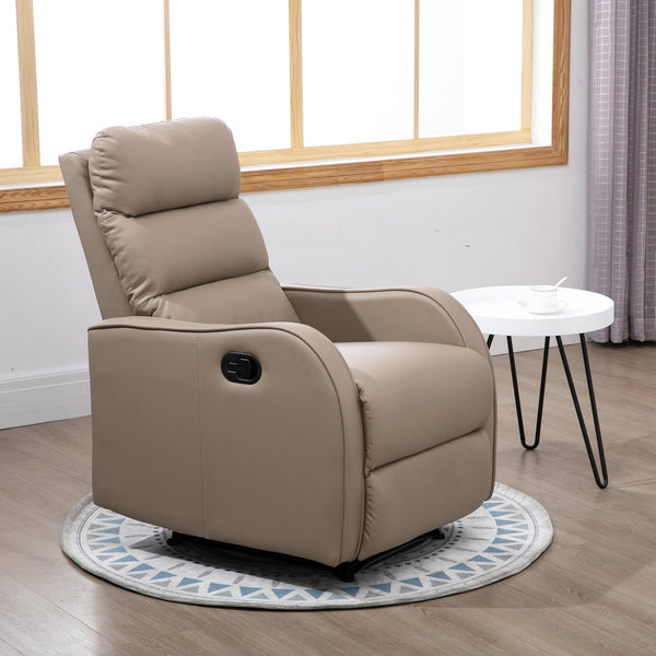 Poltrona Relax com cadeira reclinável manual de até 160 ° com esponja retrátil de densidade de apoio para os pés estofada em PU 65x89x100cm Marrom