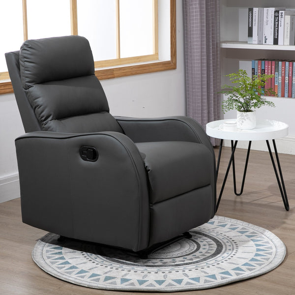 Poltrona Relax com cadeira reclinável manual de até 160 ° com esponja retrátil de densidade de apoio para os pés estofada em PU 65x89x100cm Cinza escuro