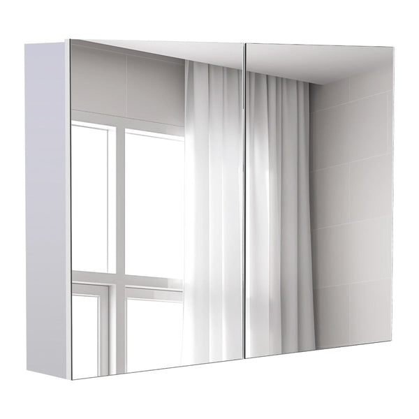 Armário Casa de Banho com Espelho Armário de Parede para Casa de Banho com 2 Portas 3 Prateleiras Internas Estilo Moderno 80x15x60 cm Roxo Claro
