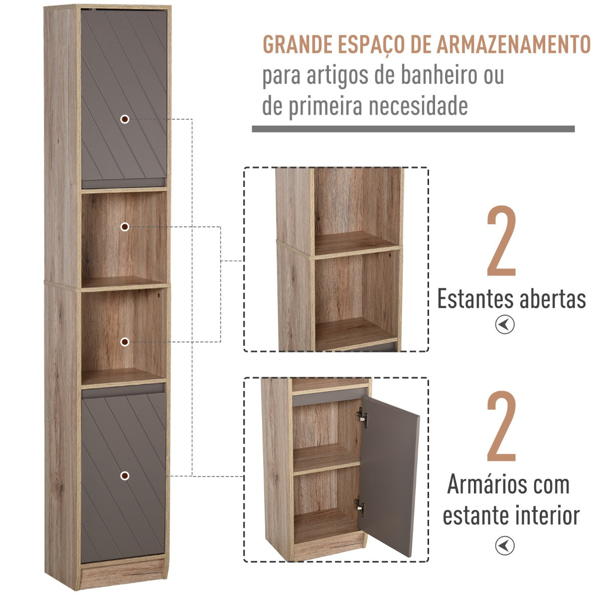 Armário Alto Edén de Casa de Banho - Design Moderno - Leva-Me Contigo - Móveis & Decoração