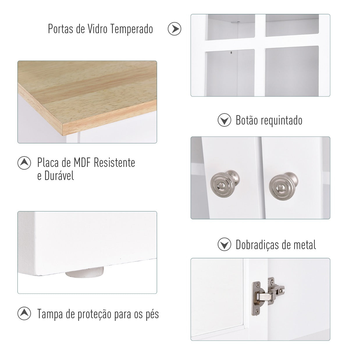 Armário de Cozinha Alto Adoro - Vidro Temperado - Design Clássico - Leva-Me Contigo - Móveis & Decoração