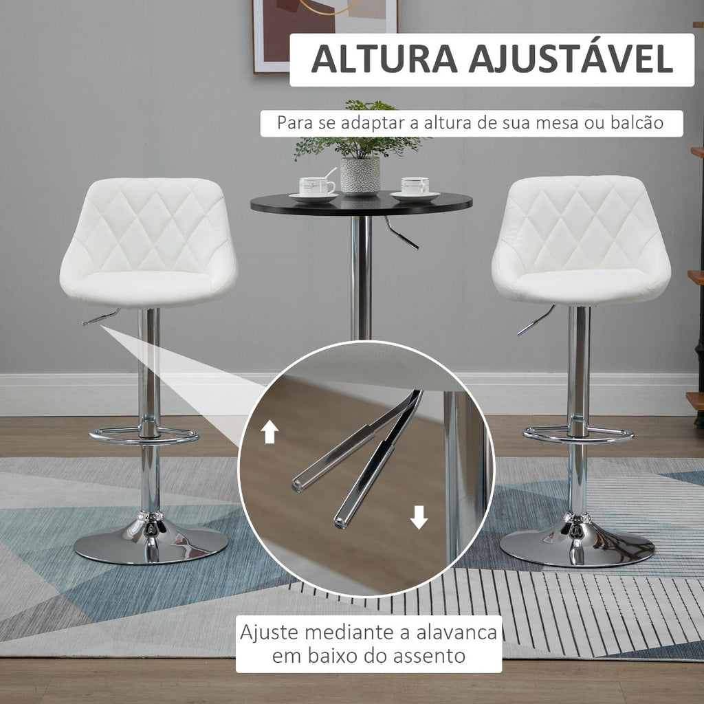 Conjunto de 2 Bancos de Bar Mali - Branco - Design Moderno - Leva-Me Contigo - Móveis & Decoração