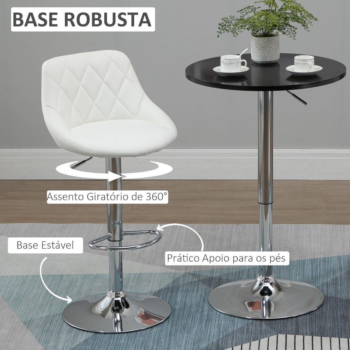 Conjunto de 2 Bancos de Bar Mali - Branco - Design Moderno - Leva-Me Contigo - Móveis & Decoração