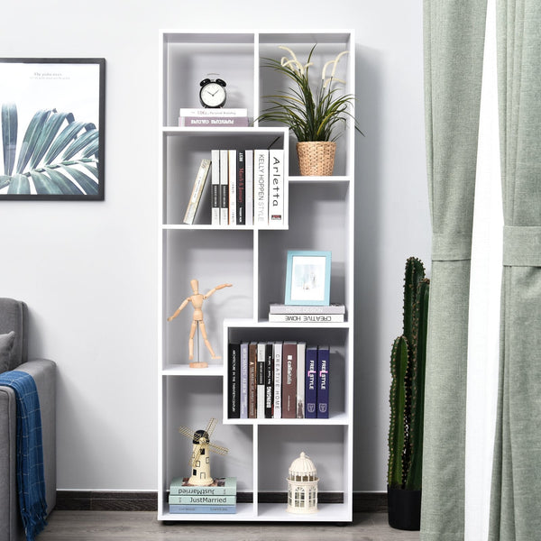 Prateleiras verticais modernas Design de estante com 8 prateleiras Painel de partículas E1 70x24x178cm Branco