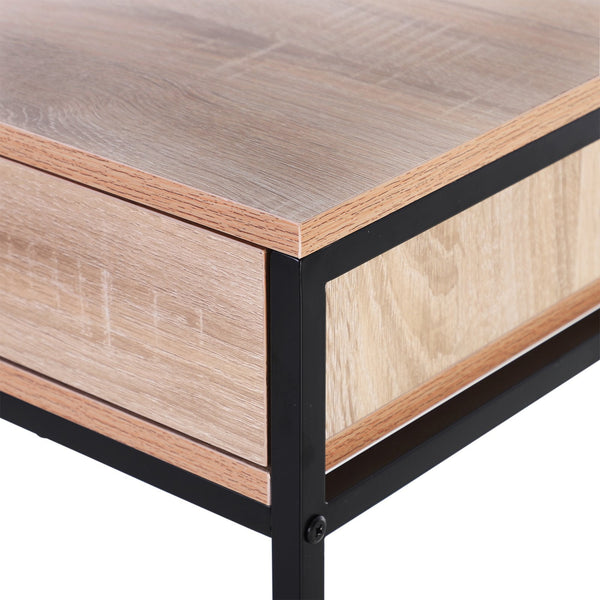 Mesa Tipo Consola Estreita Consola de Estilo Industrial com 2 Gavetas e Prateleira Inferior para Entrada Corredor Escritório 120x30x81,5cm Carvalho e Preto