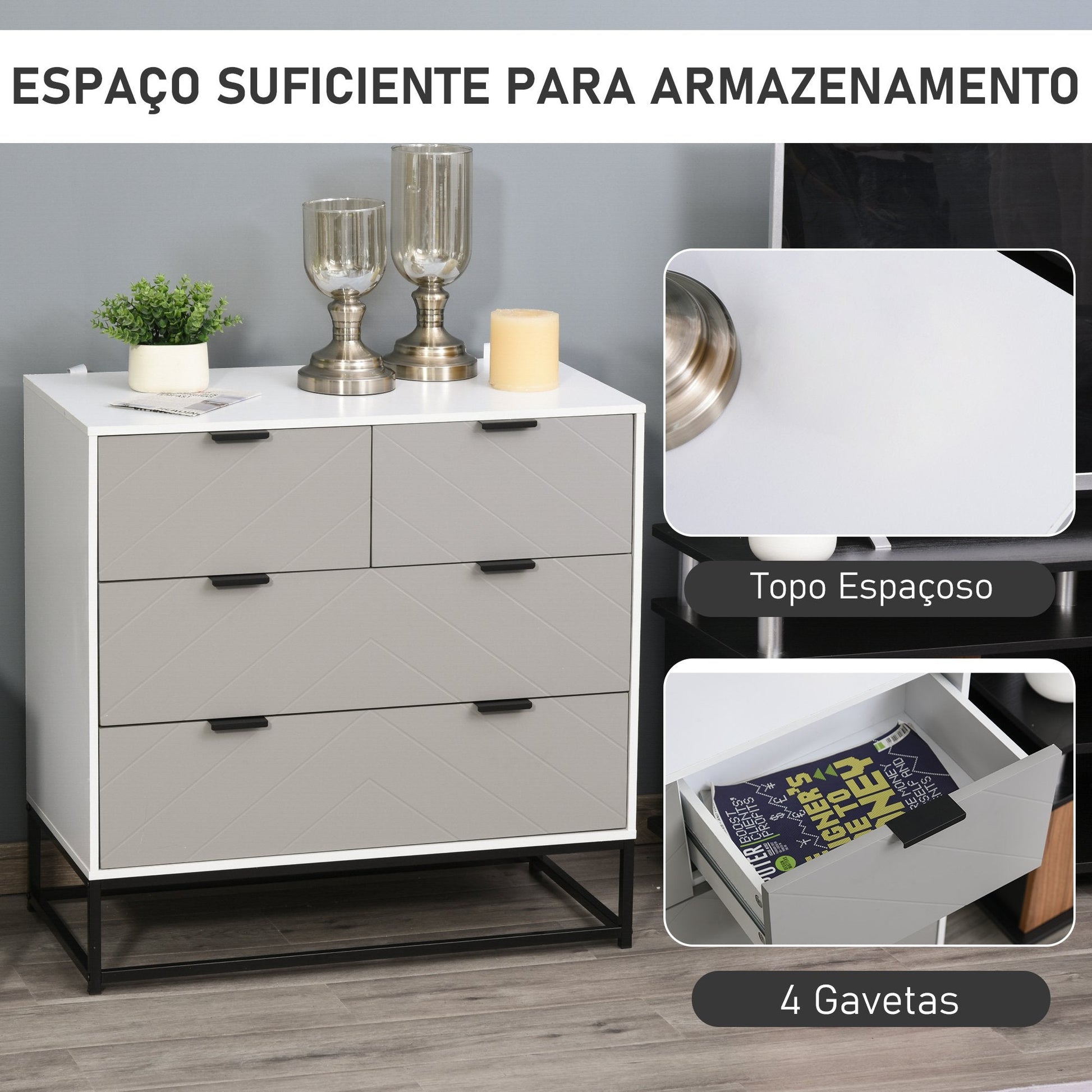 Cómoda com 4 gavetas - Design Retro - Leva-Me Contigo - Móveis & Decoração