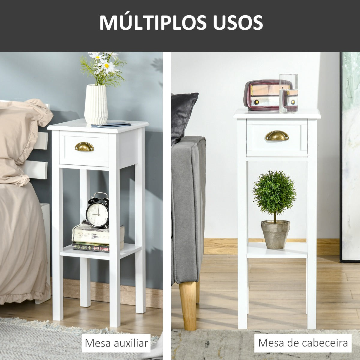 Mesa de Apoio com Gaveta - Design Clássico - Leva-Me Contigo - Móveis & Decoração