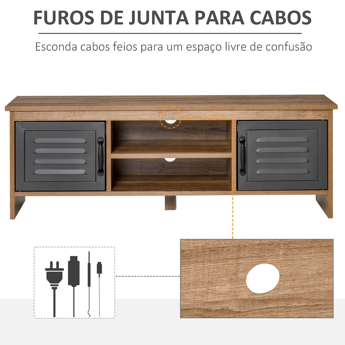Móvel de TV Indus - 109cm - Design Industrial - Leva-Me Contigo - Móveis & Decoração