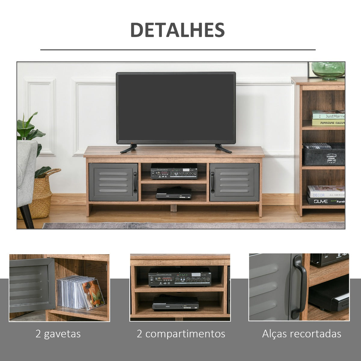 Móvel de TV Indus - 109cm - Design Industrial - Leva-Me Contigo - Móveis & Decoração