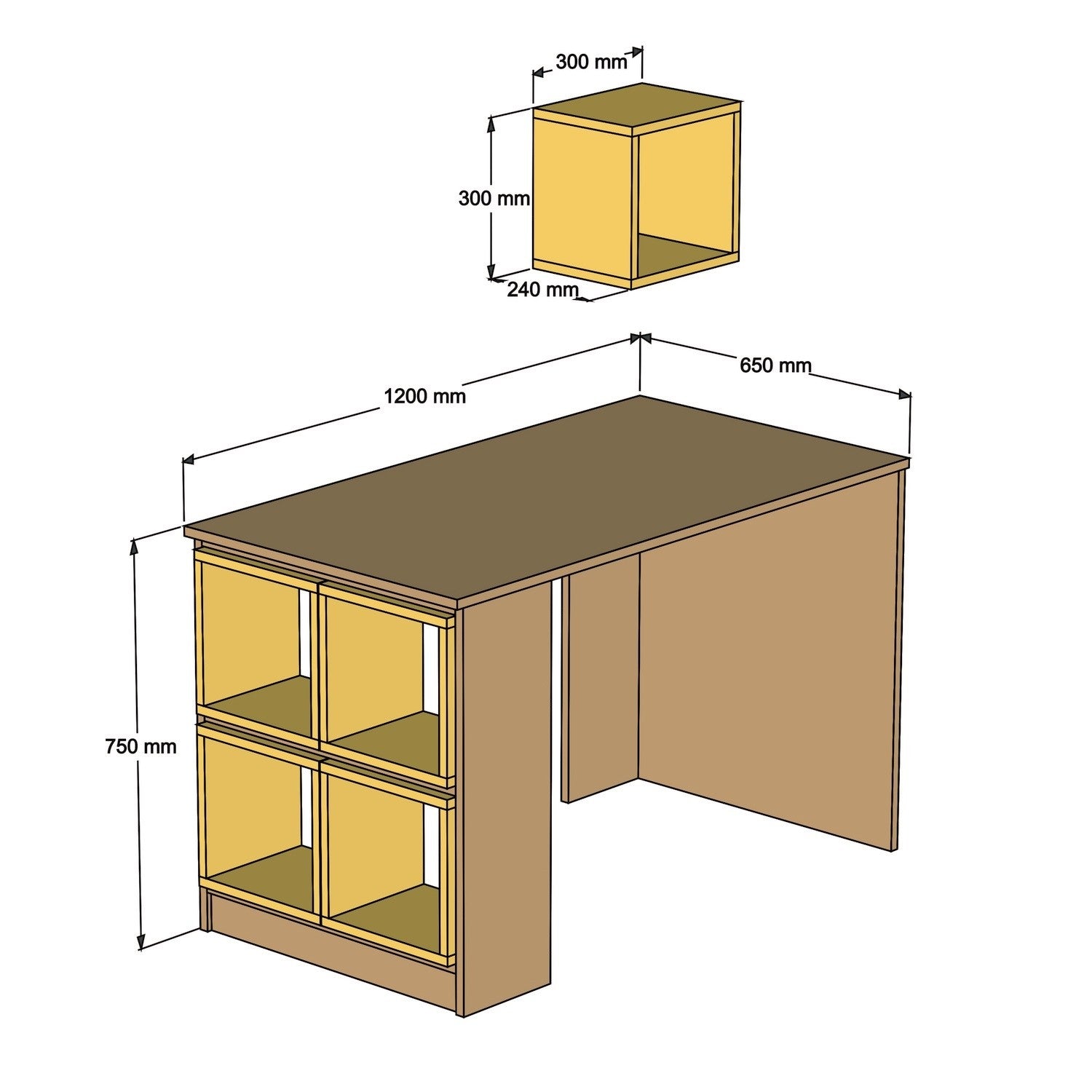 Secretária de Estudo e Trabalho Évora – 120x65x75 cm – Nogueira e Branco – Design Moderno