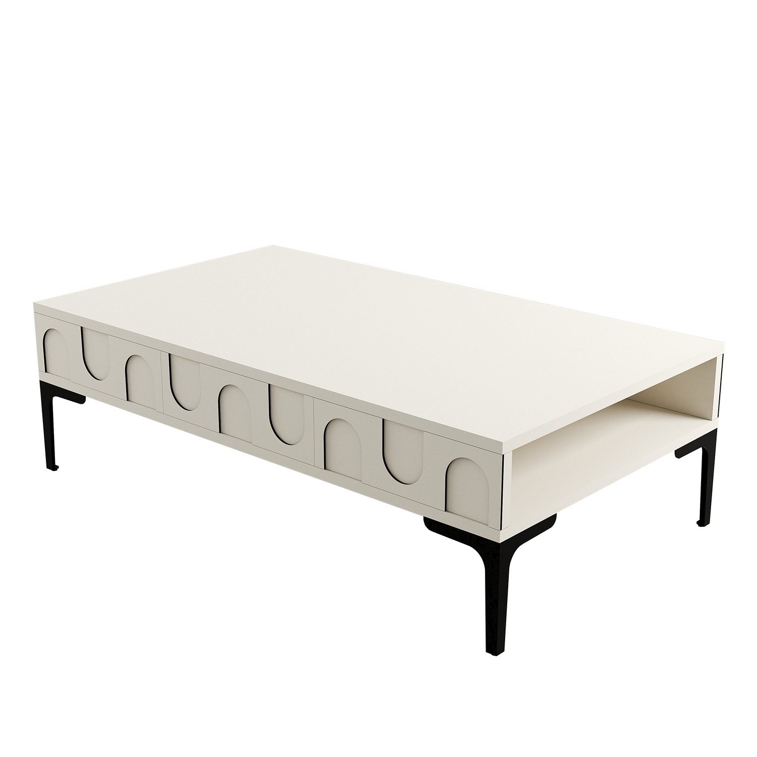 Mesa de Centro Retangular – Lyon – Creme e Preto – 105x60x32,6 cm