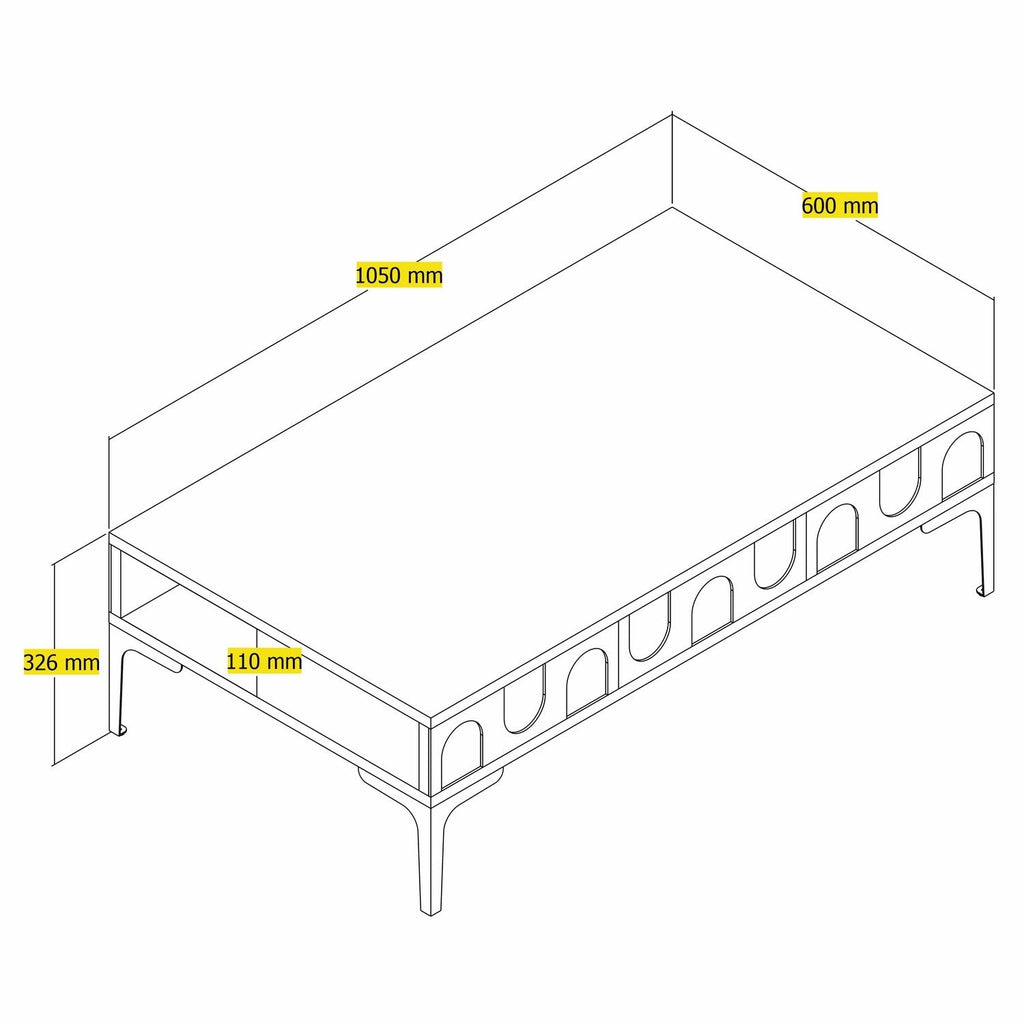 Mesa de Centro Retangular – Lyon – Creme e Preto – 105x60x32,6 cm