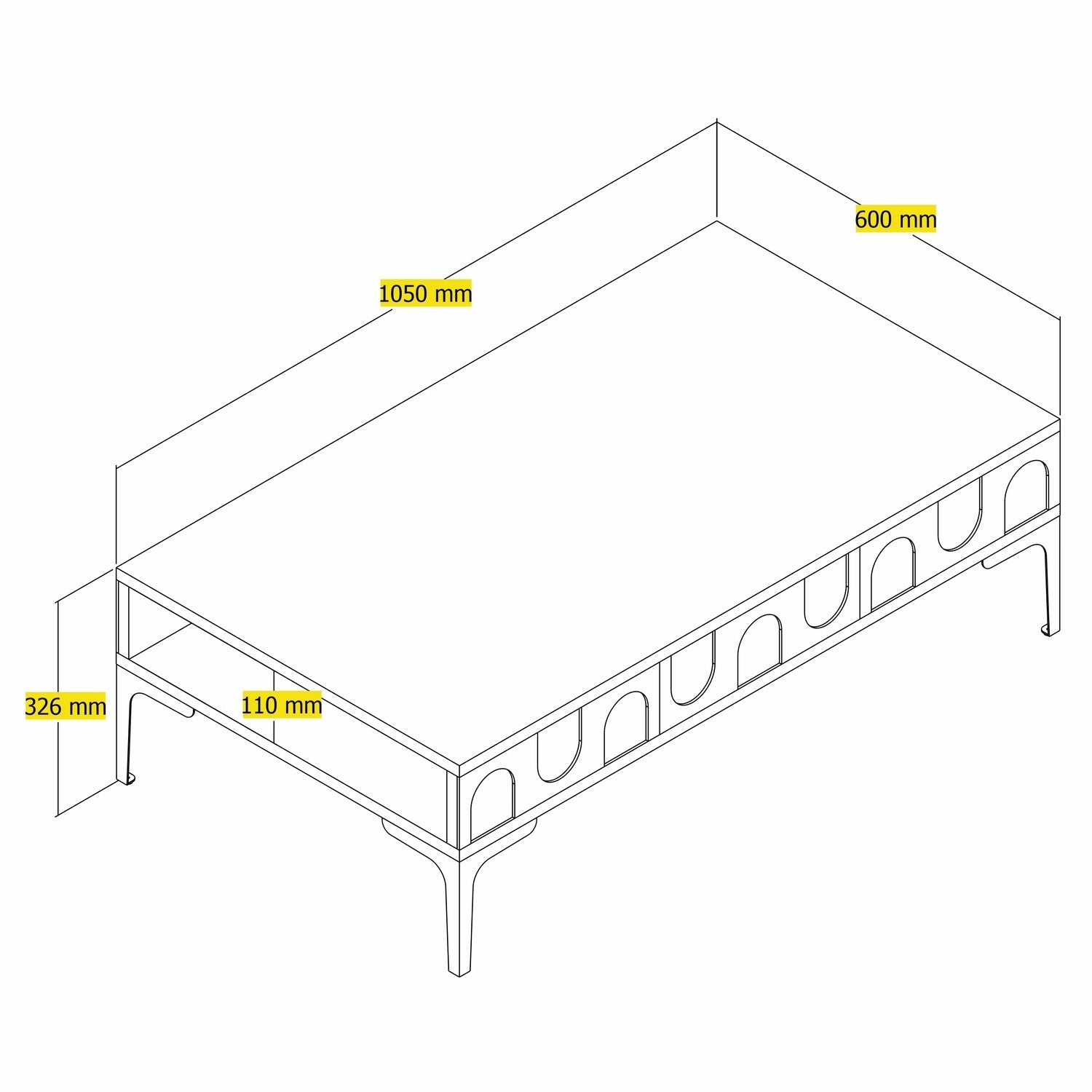Mesa de Centro Retangular – Lyon – Creme e Preto – 105x60x32,6 cm
