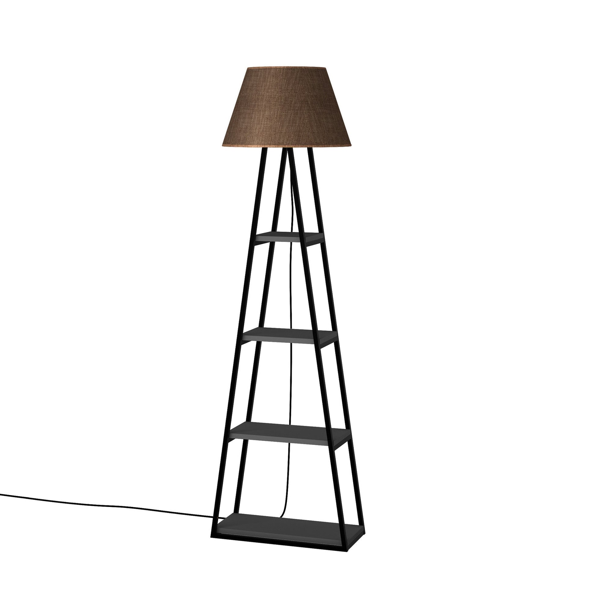 Candeeiro de Pé "Pal" – 50x22x165 cm – Antracite e Castanho - Design Boho Industrial