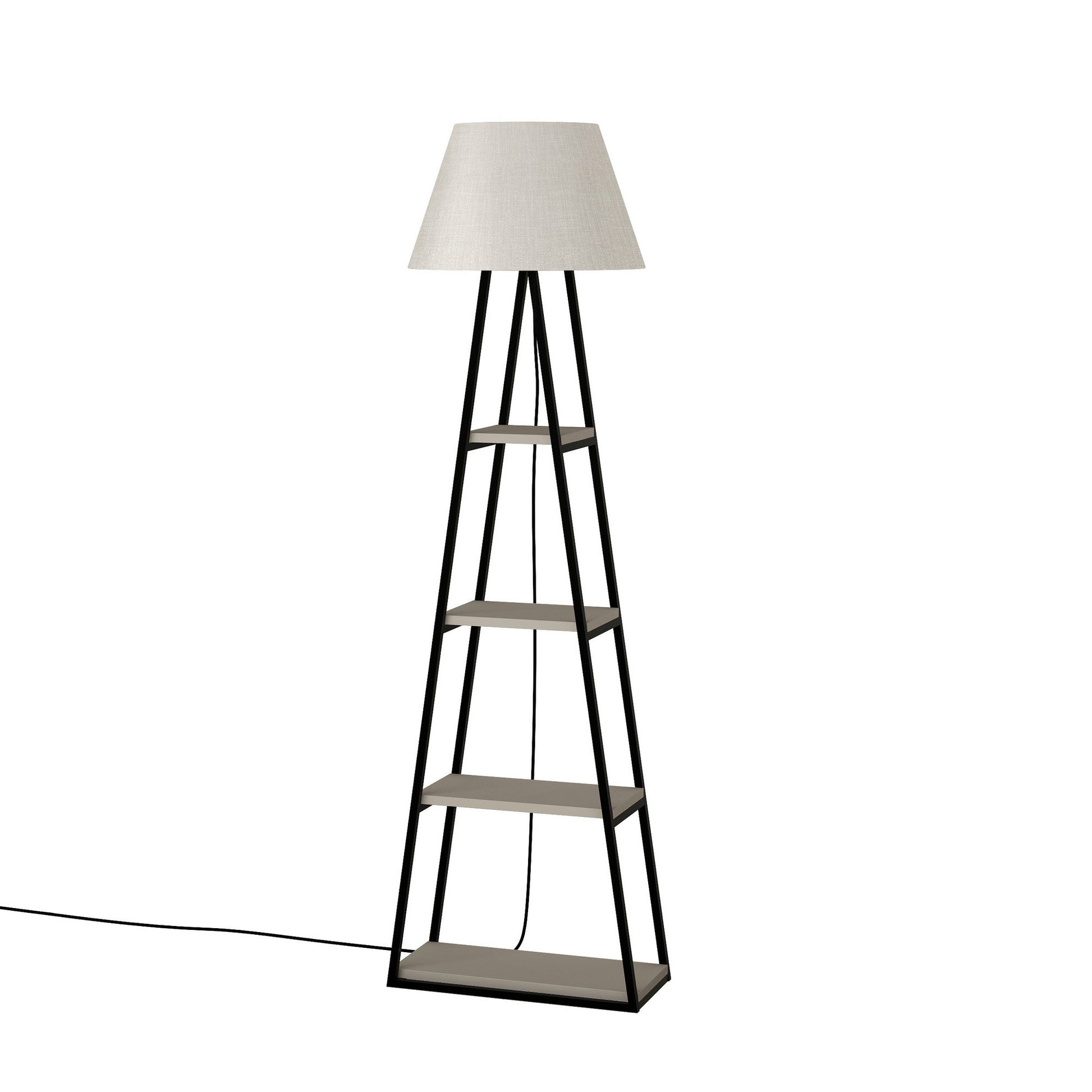 Candeeiro de Pé "Pal" – 50x22x165 cm – Moka Claro e Linho – Design Boho Industrial