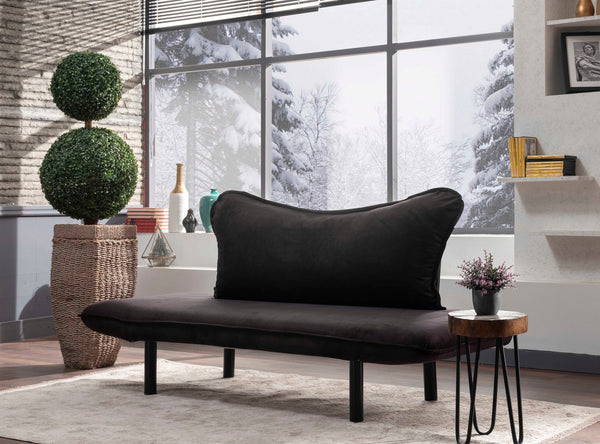 Sofá Cama "Chatto" – Preto – 180x65x70 cm – Design Moderno