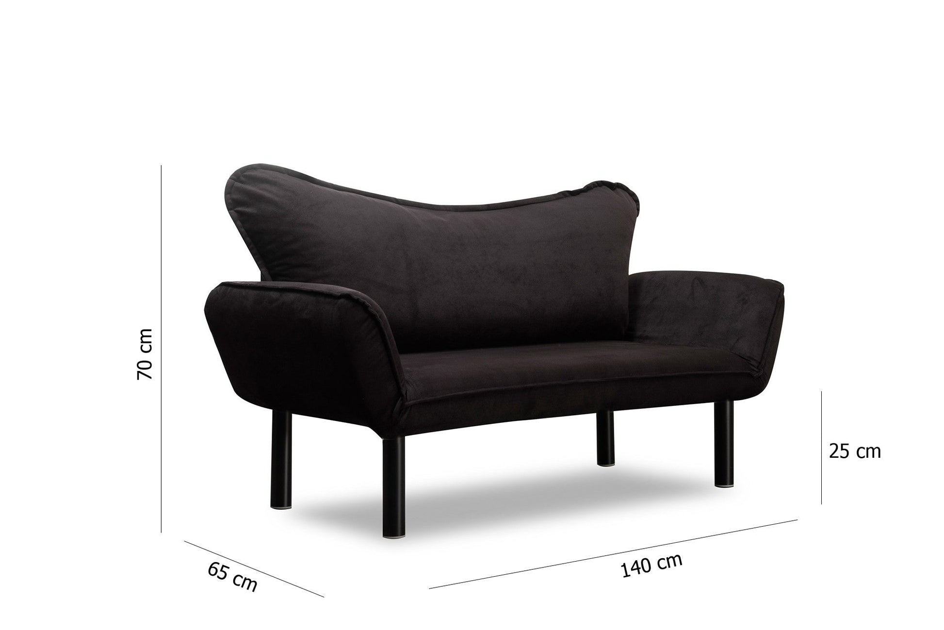 Sofá Cama "Chatto" – Preto – 180x65x70 cm – Design Moderno