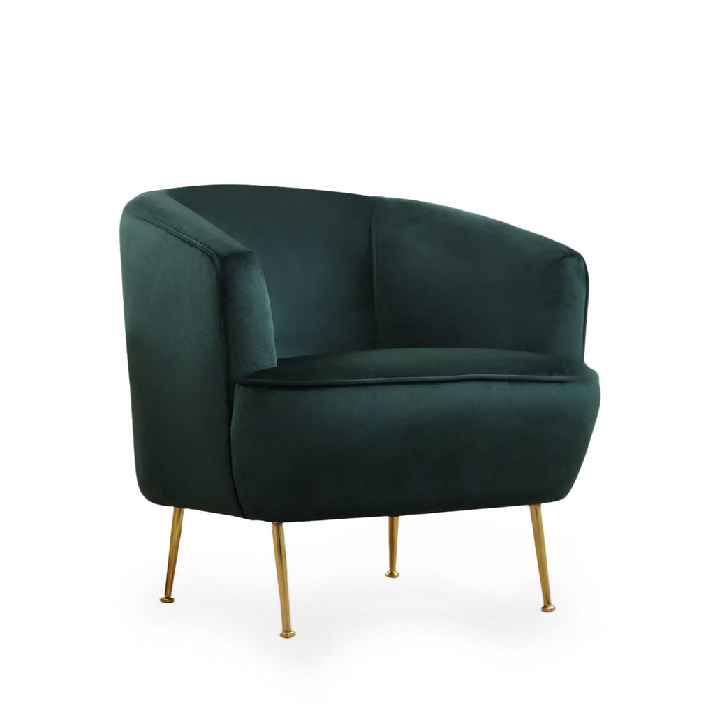 Poltrona "Piccoli" – 83x72x75 cm – Cor Verde e Dourado - Design Moderno e Glamouroso