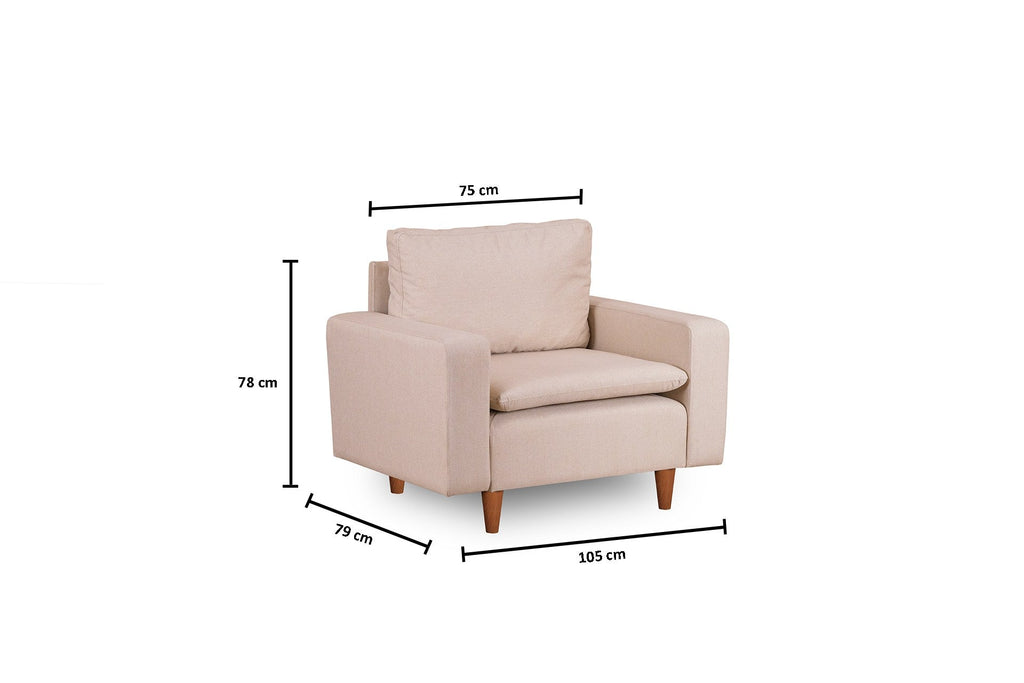 Poltrona Pafu Lungo - Creme - 105x52x75 cm - Design Moderno