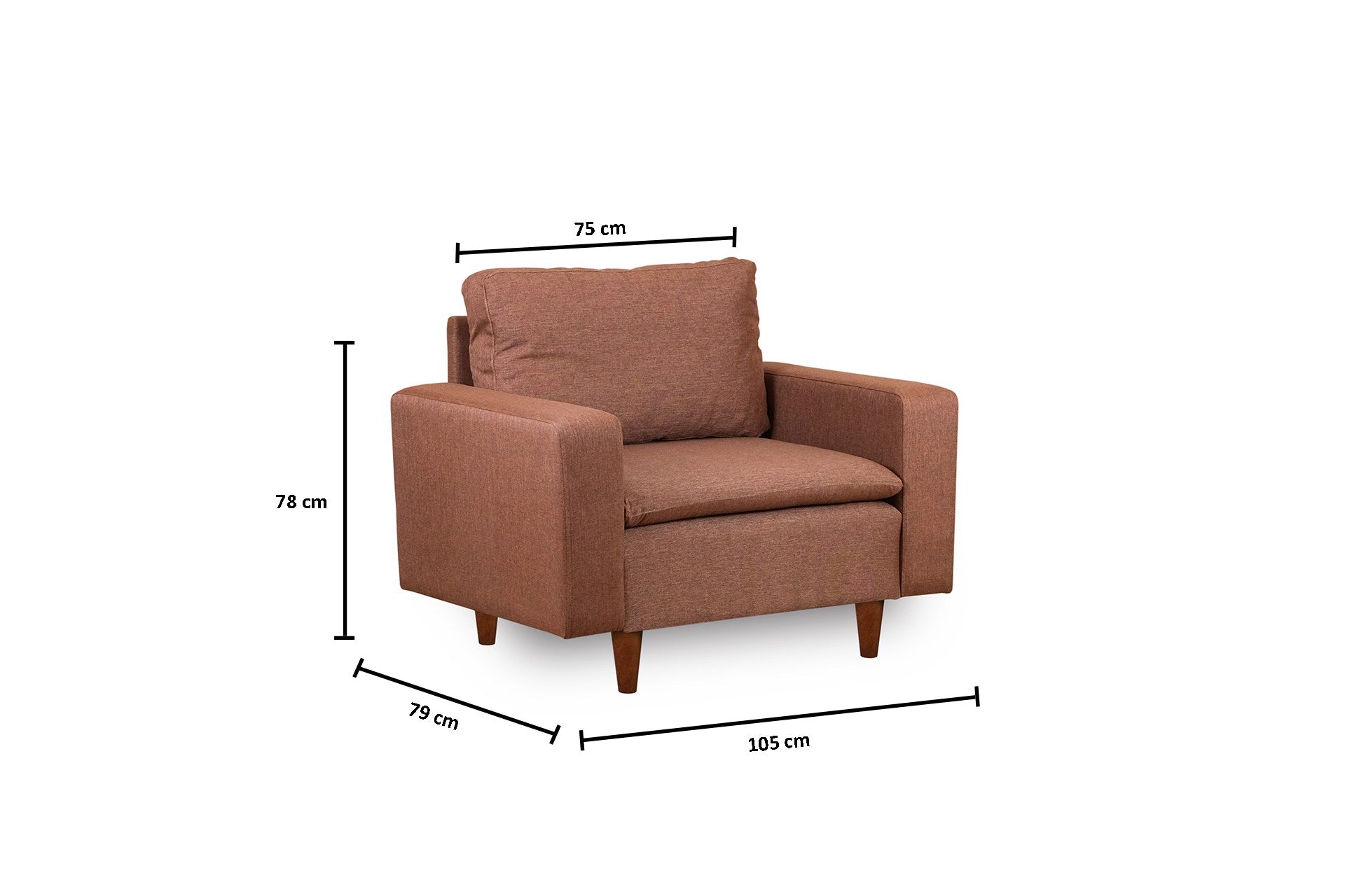 Poltrona Pafu Lungo — Castanho - 105x52x75 cm - Design Moderno