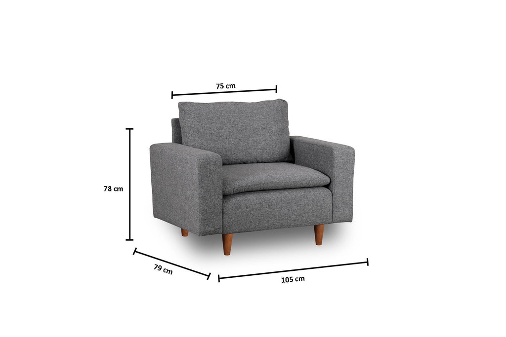Poltrona Pafu Lungo — Cinzento - 105x52x75 cm - Design Moderno