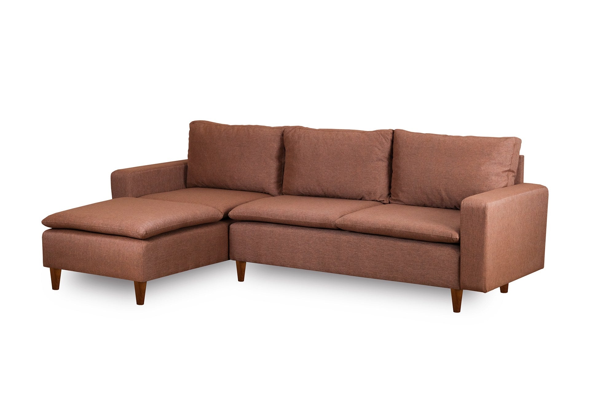 Sofá de 3 Lugares Chaise Longue "Pafu Lungo" - 255x154x46 cm - Castanho Claro - Design Nórdico