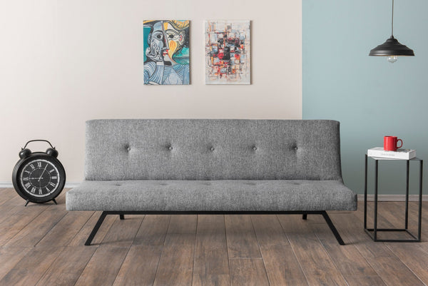 Sofá-Cama Zola de 3 Lugares com Estrutura Metálica – 180x102 cm – Cinzento Claro - Design Moderno