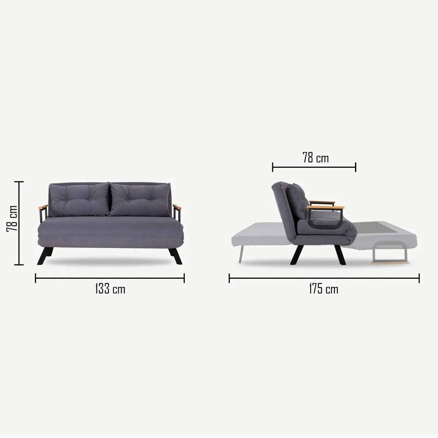 Sofá Cama "Versa" – Cinzento Escuro – 175x133 cm – Design Moderno e Versátil