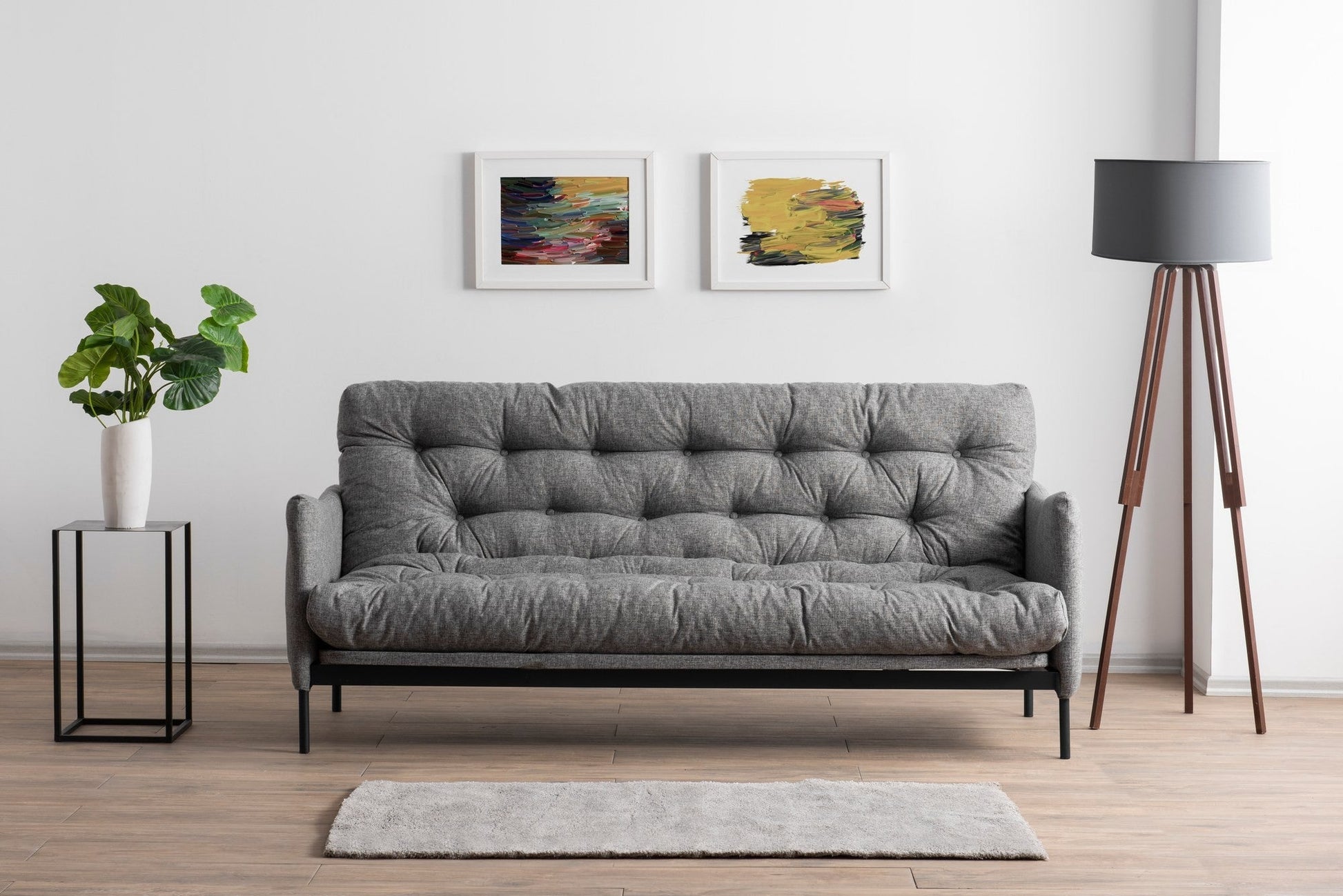Sofá Cama "Renge" com Encosto Ajustável – Cinzento Claro - 3 Lugares – Design Moderno