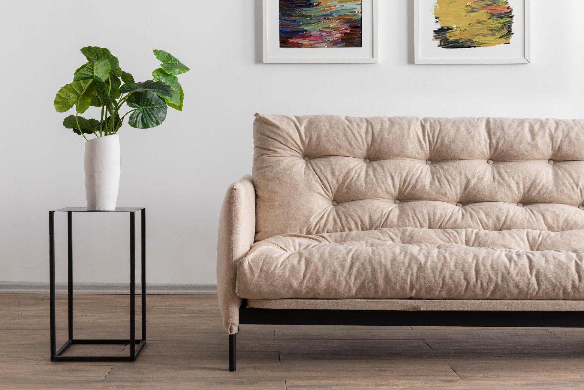 Sofá Cama "Renge" com Encosto Ajustável – Creme - 3 Lugares – Design Moderno