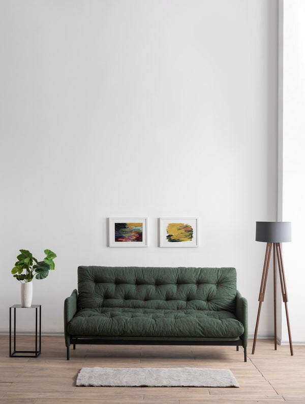 Sofá Cama "Renge" com Encosto Ajustável – Verde, 3 Lugares – Design Moderno