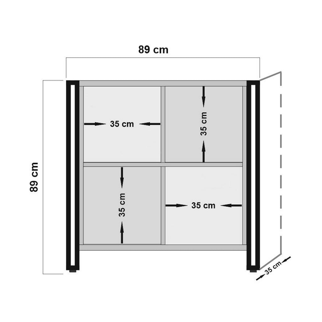 Estante/Aparador "Hakon" com 2 Portas - Pinho Atlântico e Preto - 89x89x35 cm - Design Industrial