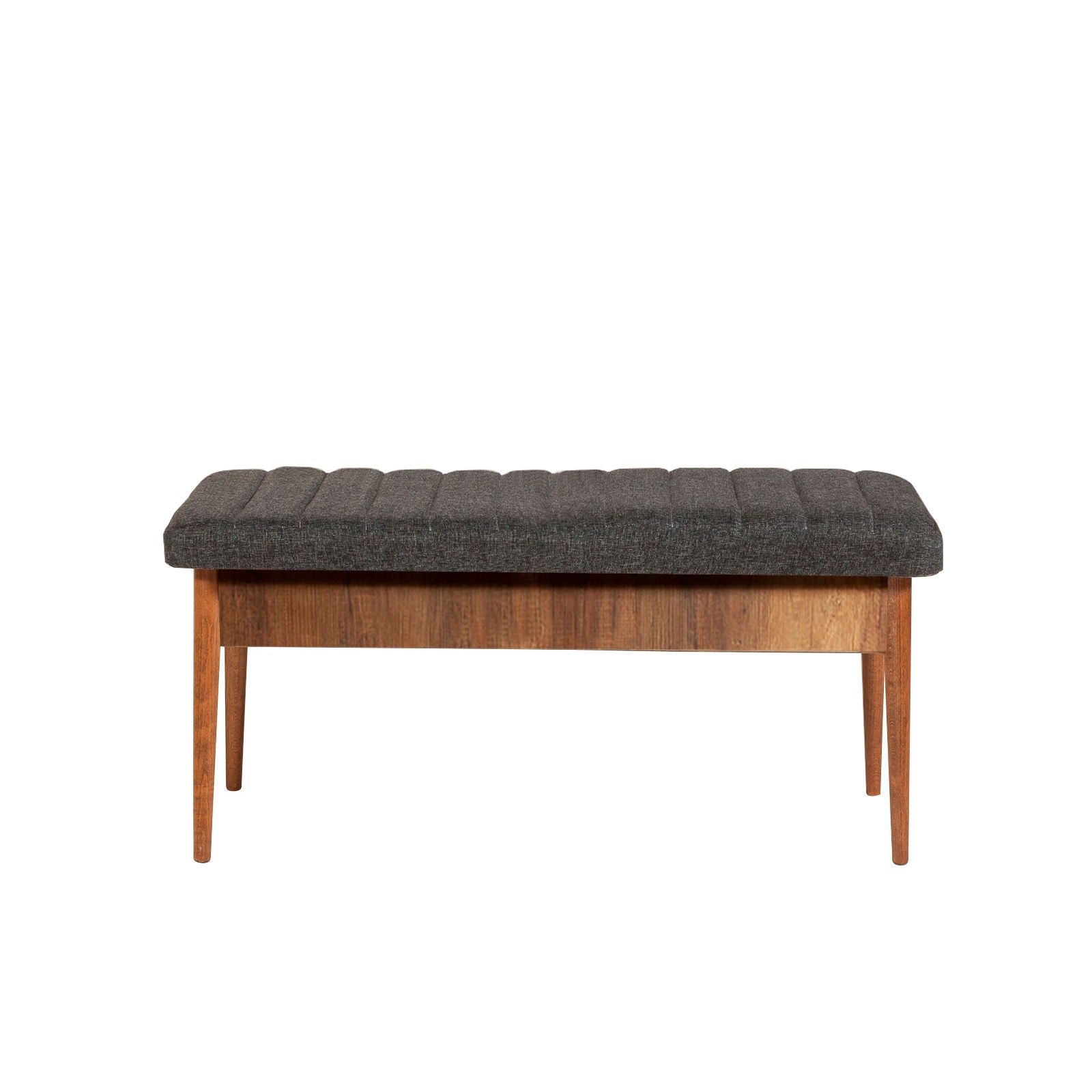 Banco "Gaia" com Baú/Arrumação - Nogueira e Antracite - 110x48x40 cm - Design Elegante