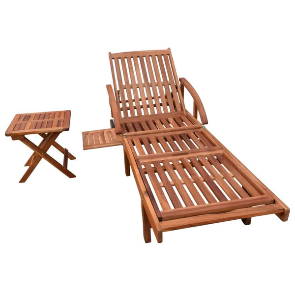Espreguiçadeira com mesa madeira acácia maciça