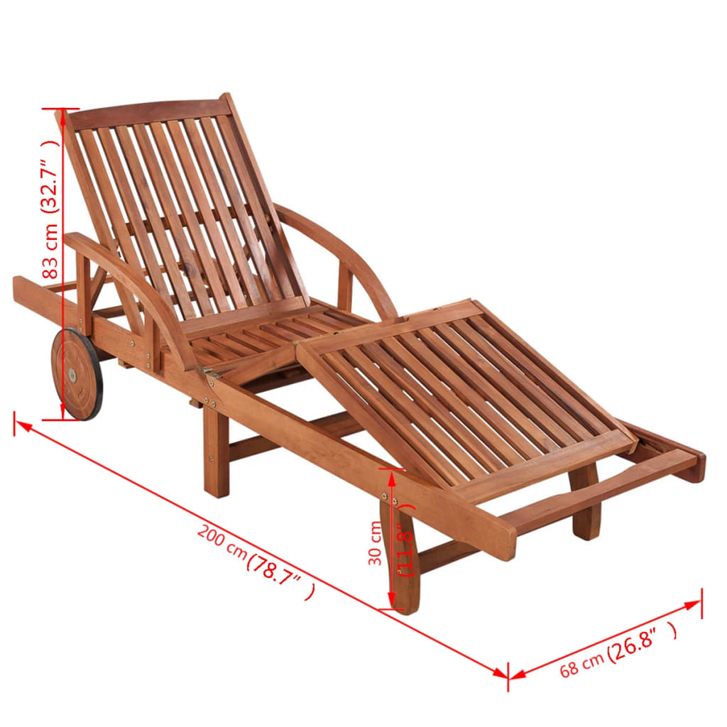 Espreguiçadeira com mesa madeira acácia maciça