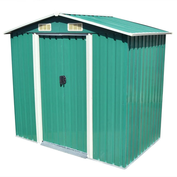 Abrigo de jardim metal verde 204x132x186 cm