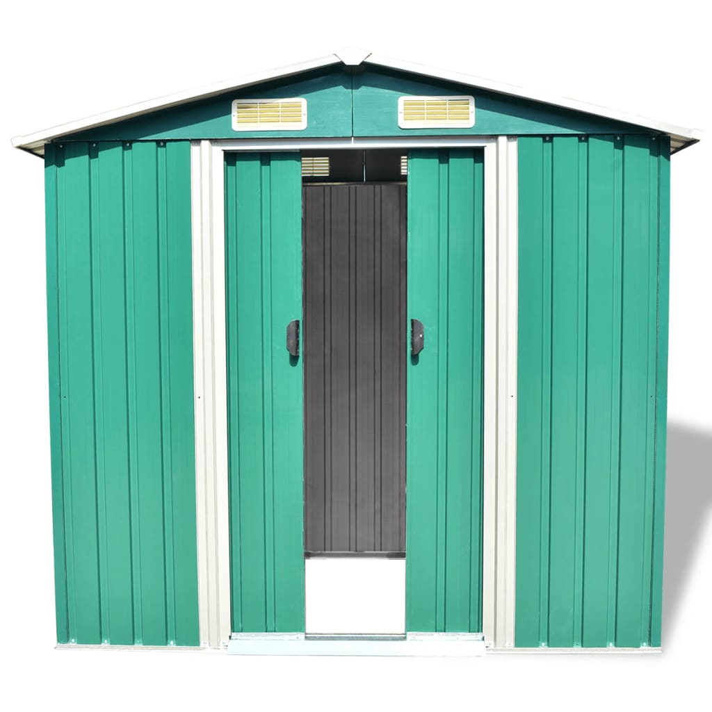Abrigo de jardim metal verde 204x132x186 cm