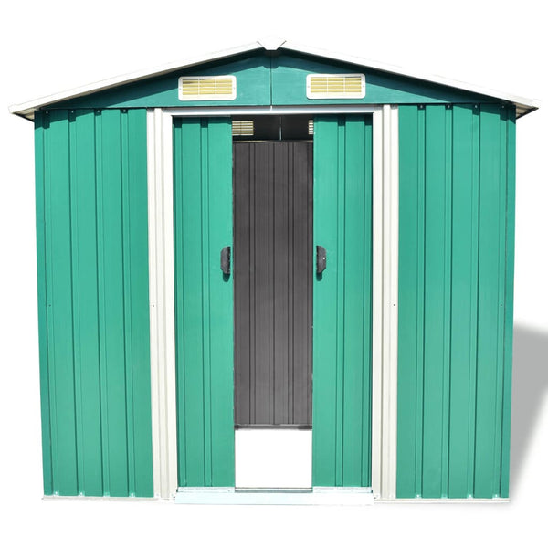 Abrigo de jardim metal verde 204x132x186 cm