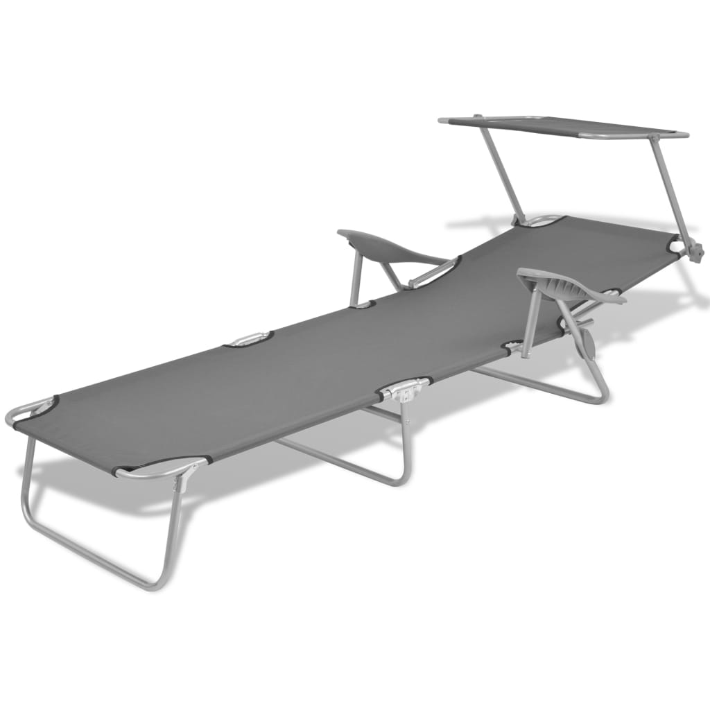 Espreguiçadeira com toldo aço cinzento
