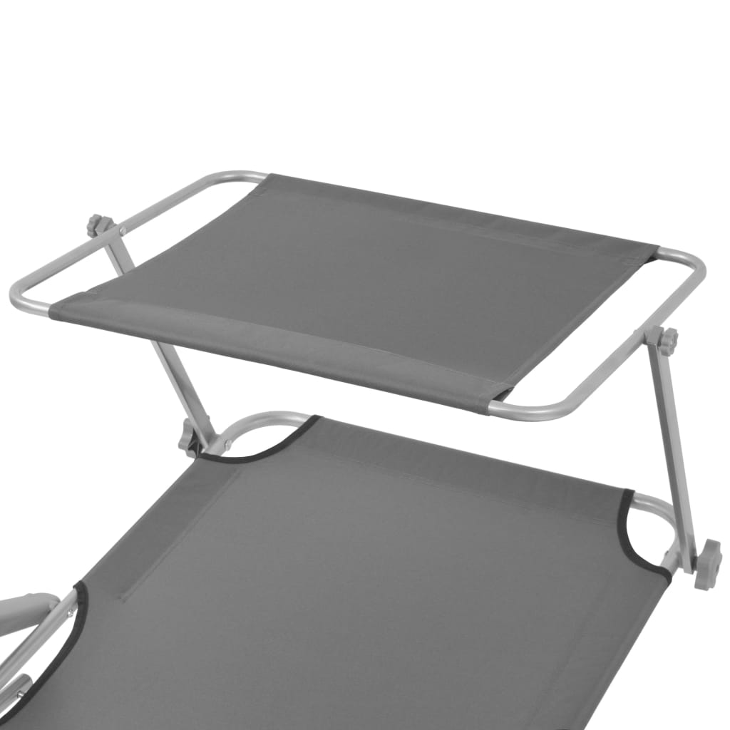 Espreguiçadeira com toldo aço cinzento